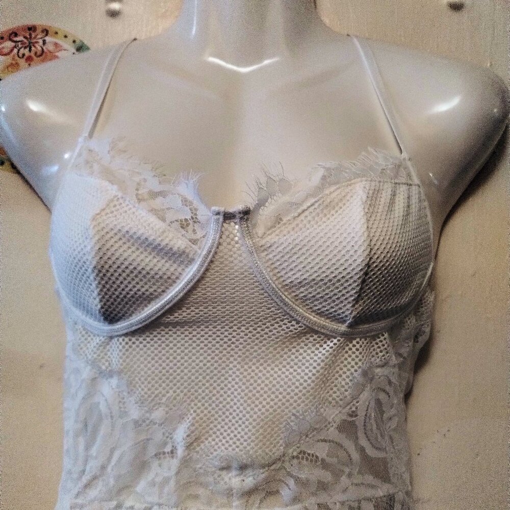 Delicate (S) Mesh and Lace Teddy Lingerie Bodysuit - NWOT
